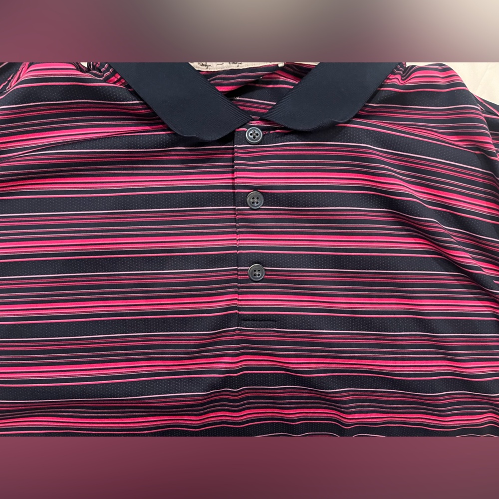 Walter Hagen Navy and Pink Striped Shirt